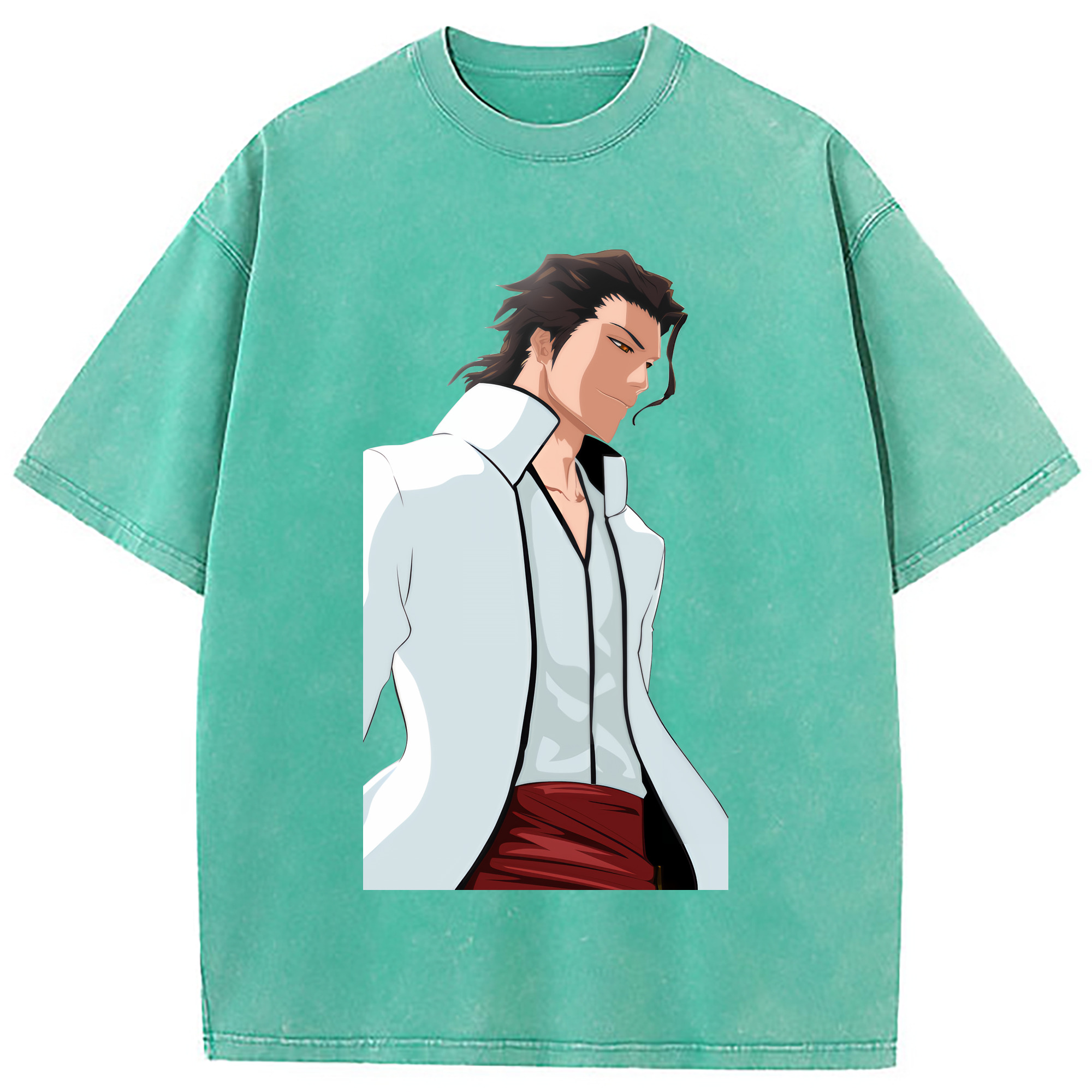 （画像用） ブリーチ 藍染 惣右介（あいぜん そうすけ） BLEACH Aizen Sousuke 綿100% ヴィンテージ風 半袖Tシャツ（フロントプリント）